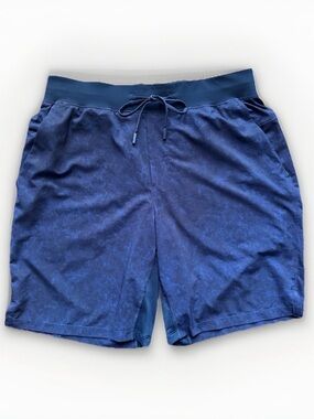 Lululemon Mens Zeroed In Linerless Shorts 9" Size L Navy Blue Marble Stretch EUC